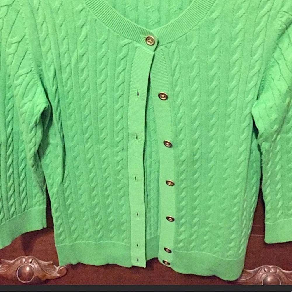 ☘️Talbots Kelly Green Cardigan (SP)☘️ - Picture 3 of 6